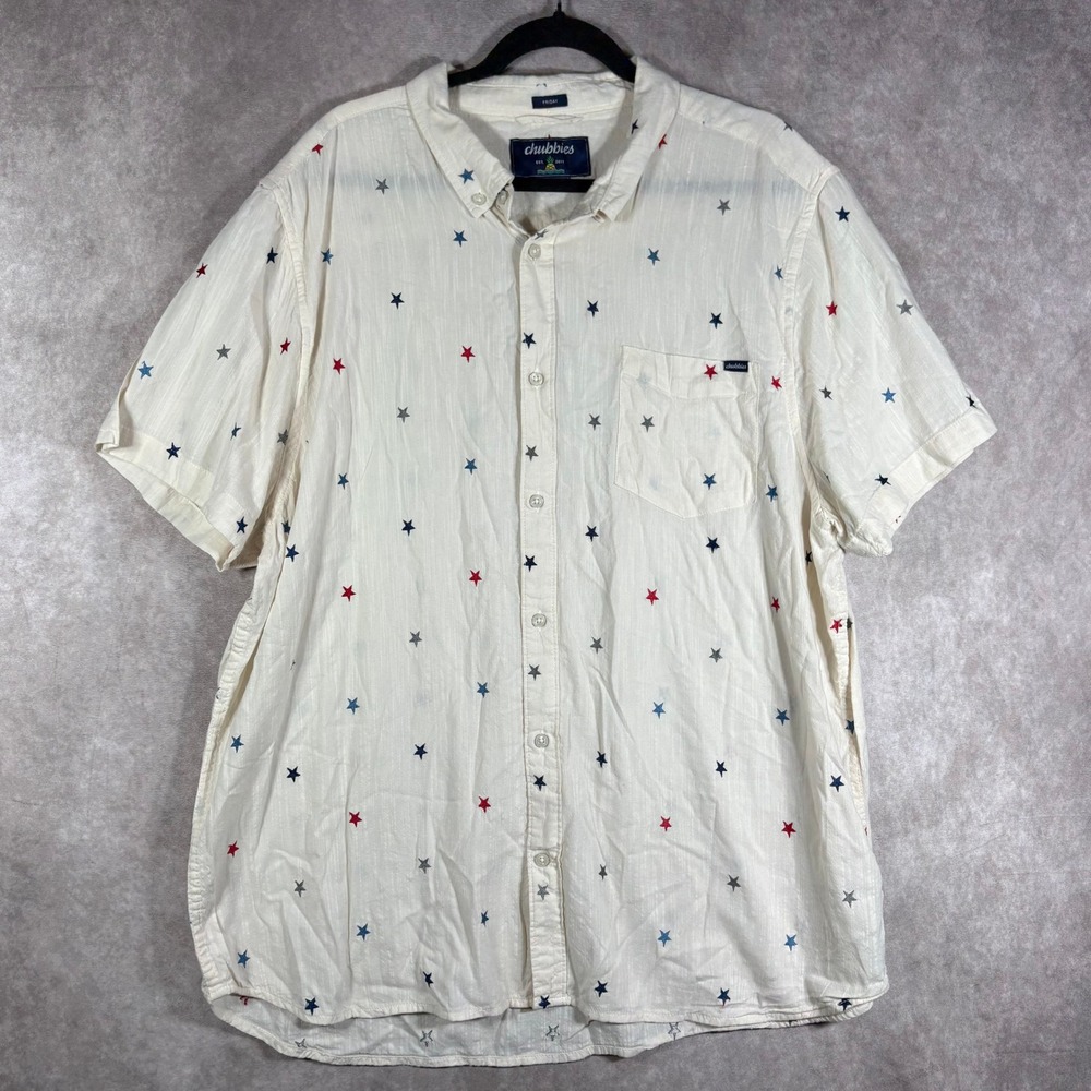Chubbies Button Down Shirt Mens Size XXL White The Friday Shirt Americana Stars‎